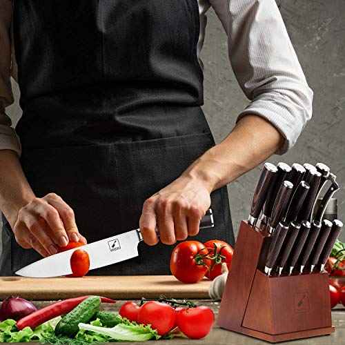 Knife Set, imarku 16-Pieces Premium Kitchen Knife Set, German Stainless Steel Knife Set with Block and Knife Sharpener