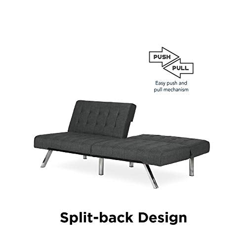 DHP Emily Futon With Chrome Legs, Grey Linen