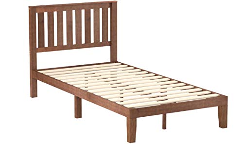 Zinus Vivek 12 Inch Wood Platform Bed with Headboard / No Box Spring Needed / Wood Slat Support / Antique Espresso Finish, Twin