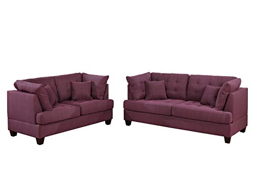 Bobkona 2-Pcs Sofa & Loveseat Purple