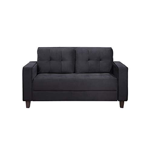 Morden Style Couch Furniture Upholstered Armchair and Loveseat for Home or Office (Black, 2-seat)