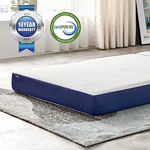 JINGWEI Folding Mattress, Tri-fold Memory Foam Mattress Topper with Washable Cover, 6-Inch, Queen Size, Play Mat, Foldable Bed, Guest beds, Camp Portable Bed, 58
