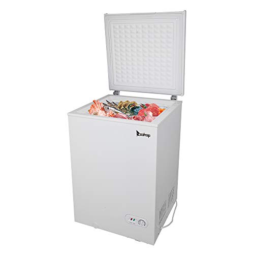 3.5 cu ft Compact Chest Freezer Adjustable Temperature Compact Fridge With Removable Storage Bin for Home/Kitchen/Office/Bar
