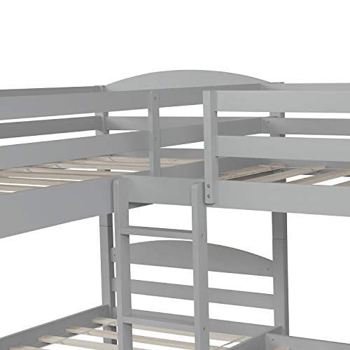 Harper & Bright Designs Twin L-Shaped Bunk Bed with Trundle, Can  be Divided into Two L-Shaped Beds, No Spring Box Needed (Grey)