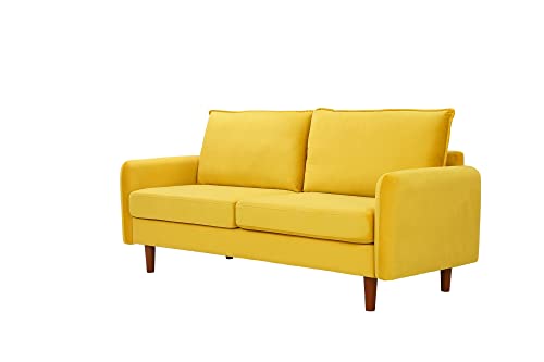 Love seat Sofa,Modern Loveseat Sofa Couch Furniture with Armrest and Wood Legs for Living Room,Bedroom,Study,Playroom,Apartment (Yellow)
