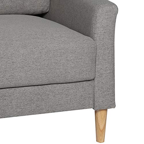 VECELO Modern Tufted Fabric Sofa with Armrest/Solid Wood Legs,Living Room Sets,Grey