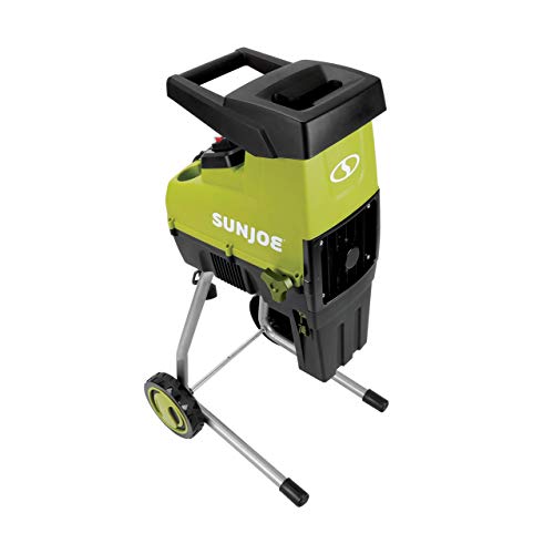 Sun Joe CJ603E 15-Amp 1.7-Inch Cutting Diameter Electric Silent Wood Chipper/Shredder, Green & Worx WA0030 Landscaping 26-Gallon Collapsible Yard Waste Bag/Leaf Bin, Tan