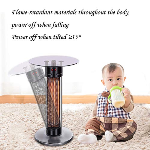 Stands Portable Patio Heater,Indoor Electric Heaters - Bistro Table, Carbon IR Heating Element, Glass, in The Warmth, Robust, Heating Function
