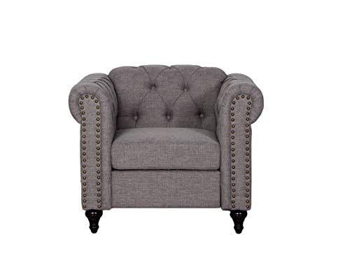 Kingway 3pcs Living Room Fabric Couch Sofas, 1 SEAT, Gray