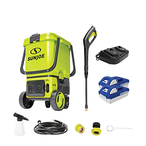 Sun Joe 24V-X2-PW1200 1196 Max PSI 1 GPM 48-Volt iON+ Cordless Portable Pressure Washer Kit w/ 2 x 4.0-Ah Batteries and Charger