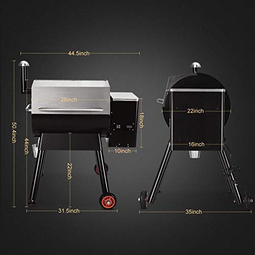 SÄKEE Wood Pellet Grill and Smoker, 795 SQ. IN. Cooking Area, Hopper Quick-Emptying, Digital Temperature Controls, 20 Pound Hopper