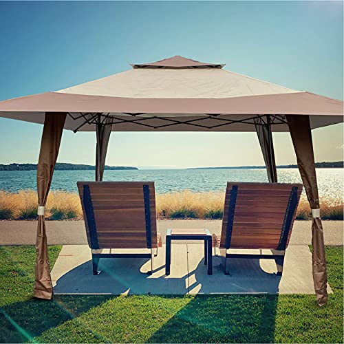ZCM-JSDTWS Pop up Gazebo Tent Patio Canopy,Outdoor Polycarbonate Aluminum Frame Grill Pergola, Double Roof Hardtop Gazebo Canopy, with Netting and Curtains for Gardens,Terraces,Patio