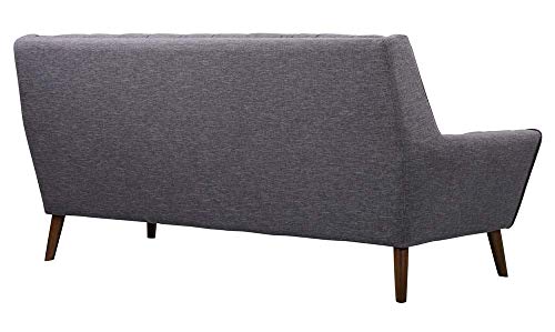 Armen Living Cobra Sofa in Dark Grey Linen and Walnut Wood Finish