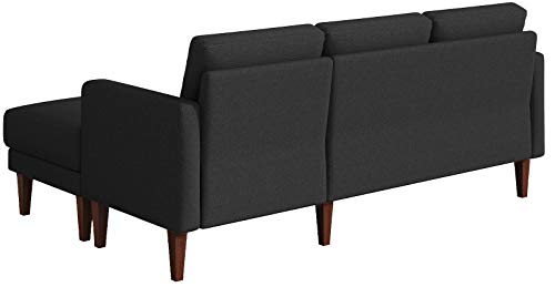 Belffin Convertible Sectional Sofa Couch with Ottoman Reversible L Shaped Sofa Couch Set in Fabric Dark Grey