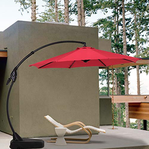 Grand patio Napoli Premium Outdoor Offset Patio Cantilever Umbrella with Base for Garden, Deck, Backyard and Pool (12FT, Brick Red)