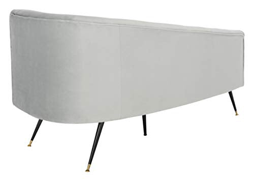 Safavieh Home Evangeline Glam Grey Velvet and Black Parisian Settee Loveseat