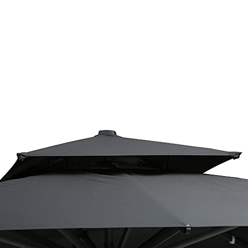 Outsunny 10' x 10' Rotating Outdoor Patio Cantilever Umbrella with Double-Tier Canopy & 4 Adjustable Tilt Angles, Grey