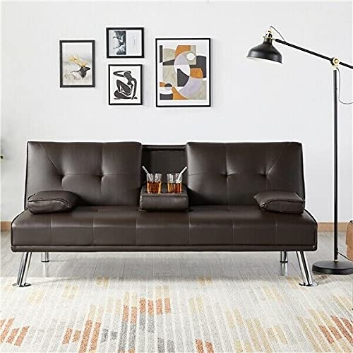 ffu Upholstered Sofa Leather Couch Modern Sofa Bed Convertible Loveseat Sleeper Living Room Chair