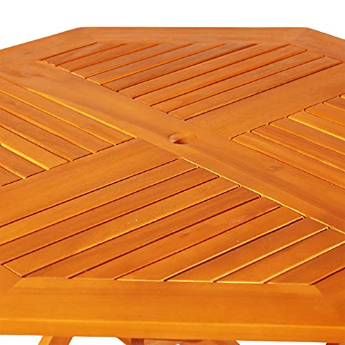 Outsunny 39” Acacia Wood Octagon Folding Outdoor Bistro Table with Umbrella Hole