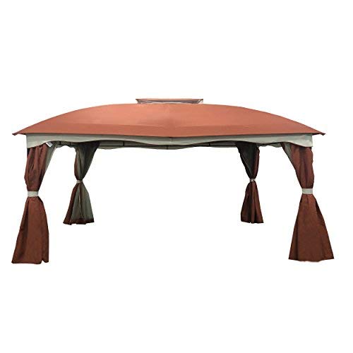 Great Deal Furniture Ava Outdoor 12' by 10' Water Resistant Fabric and Steel Gazebo, Canvas Rust Orange