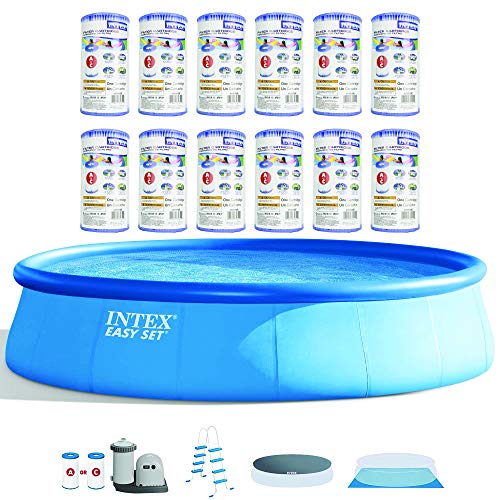 Inflatable Above Ground Swimming Pool Set w/ Replacement Filter (12 Pack)