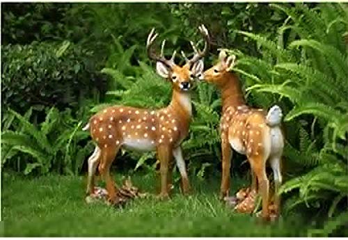 WJK Sika Deer Wildlife Sculpture, Outdoor Garden Crafts, Decorative Lawn Statue Decoration
