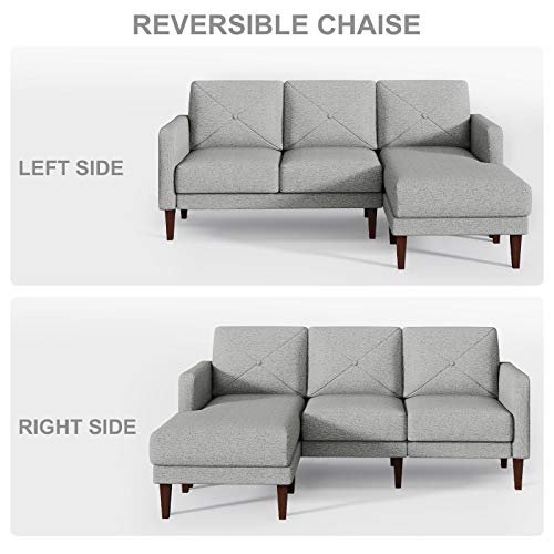 Belffin Convertible Sectional Sofa Couch with Ottoman Reversible L Shaped Sofa Couch Set in Fabric Grey