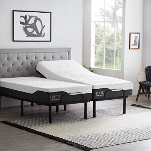LUCID L100 Adjustable Bed Base Steel Frame - 5 Minute Assembly - Head and Foot Incline - Wired Remote Control - Twin XL