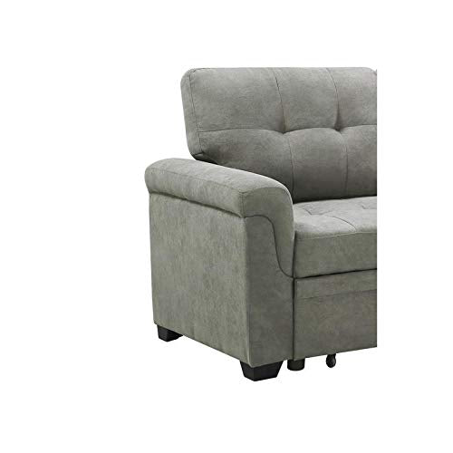 BOWERY HILL Light Gray Fabric Reversible Sectional Sleeper Sofa with Storage