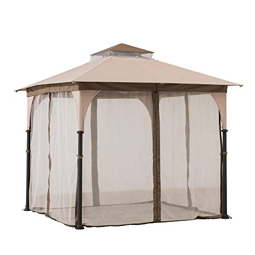 Sunjoy Shelby 9.5x9.5 ft. 2-Tone Steel Gazebo, Tan and Brown
