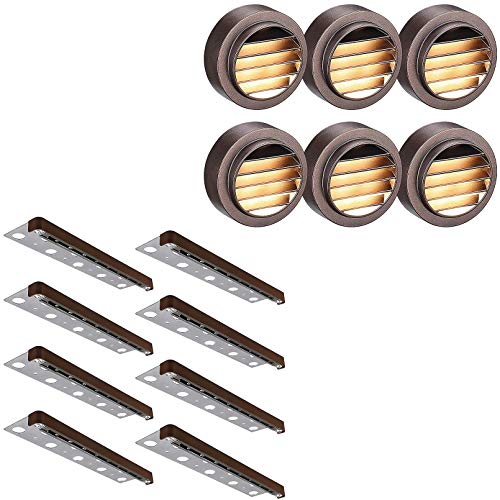 LEONLITE 12 Inch LED Hardscape Paver Light Bundle LED Deck Light, 8-Pack 3W LED Retaining Wall Light, 12V Low Voltage, 2700K & 4-Pack 5W 12-24V CRI90 LED Railing Light, 2700K, Oil Rubbed Bronze