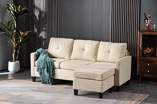 Sectional Sofa Set L-Shaped Reversible Sofa Couch Furniture with Reversible Ottoman 75