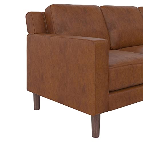 DHP Brynn 3 Seater Sofa, Camel Faux Leather
