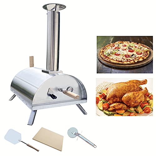 Go-Trio Outdoor Pizza Oven, Portable Wood Pellet Burning with 12