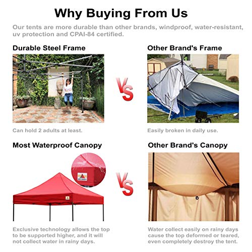 ABCCANOPY Heavy Duty Ez Pop up Canopy Tent with Sidewalls 10x20,Khaki