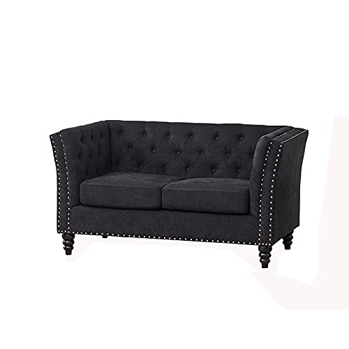 Kingway Furniture Zaina Microfiber Living Room Loveseat in Black