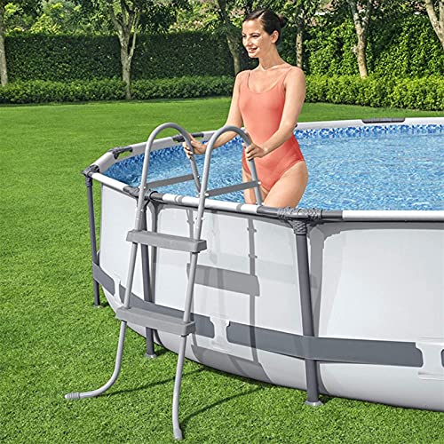 ZRB Portable Ground Swimming Pool, 84cm Swimming Pool Double Sided Ladder for Above Ground High Wall Swimming Pool Non-Slip Steps Sturdy Safety (Excluding Pool)