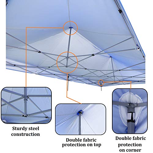 Leisurelife Outdoor Pop Up Canopy Tent 10'x20'- Folding Commercial Gazebo Party Tent White with Wheeled Carry Bag and Stakes