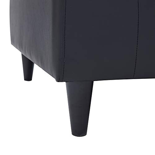 GAOPAN Modern Living Room Furniture Set Include 3 Seaters Sofá & Loveseat, Skin-Friendly Tufted Back Cushions and Solid Frame Upholstered, Black, 2 Pieces PU Leather Sectional Sofa Couch