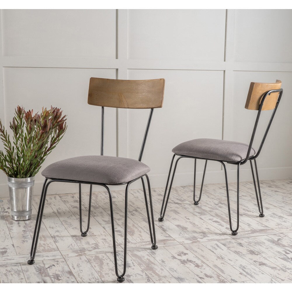 Orval Metal Dining Chair with Fabric Cushion (Set of 2)