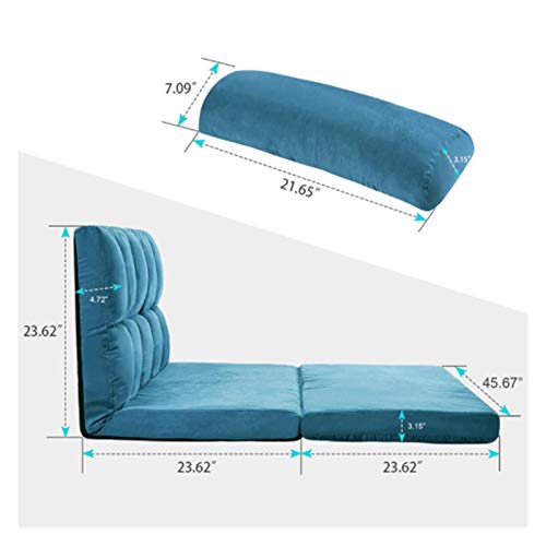 ALBBMY Sofa Bed Double Chaise Lounge Sofa Floor Couch and Sofa with Two Pillows (Blue)