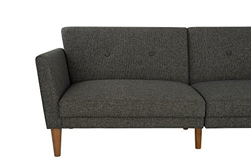 Novogratz Regal Futon with Tufted Linen Upholstery, Grey