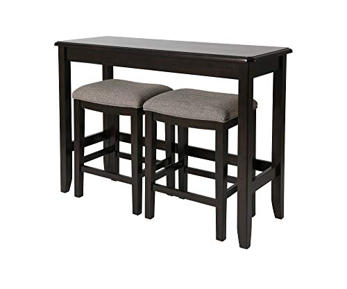 NewRidge Home Goods NewRidge Home Sofa Table with Two Stools Counter Set, Espresso