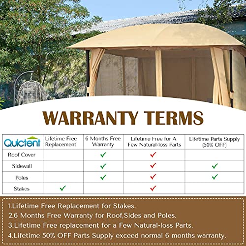 Quictent 12x12ft Outdoor Gazebo for Patios,Gazebo with Mosquito Netting and Curtains,Dome Soft Top Gazebo for Patios,Deck and Backyard (Begie)