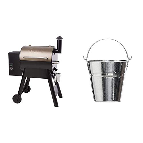 Traeger Grills Pro Series 22 Pellet Grill & Smoker | Bronze, Gen I, 572 Sq. In. Capacity | TFB57PZBO model & HDW152 Grease Bucket for Wood Pellet BBQ, Original Version