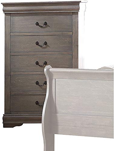 5 Drawers Chest, Harper&Bright Designs Solid Wood Storage Chest with Luxurious Handles for Bedroom, Hallway, Entryway, Closet, Nurseries. (Antique Gray)