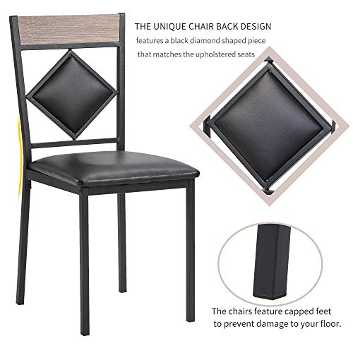 Harper & Bright Designs 5-Piece Modern Dining Table Set, Metal Frame and Wood Top Kitchen Table with 4 Upholstered Dininng Chairs (Beige)