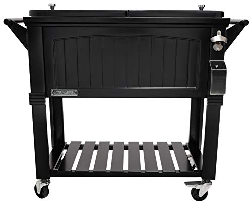 Permasteel PS-203F1-BLK-AM 80 Quart Portable Rolling Patio Cooler, Pack of 1, Black