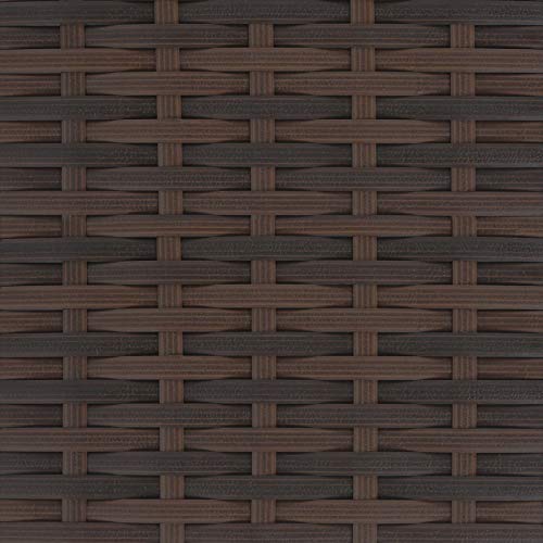 4 PCS Brown Rattan Wicker Modern Patio Set Loveseat Sofa with Cushions, 2 Chairs, Coffee Table, Conversation Sets for Porch Garden Deck Poolside, Outdoor Furniture