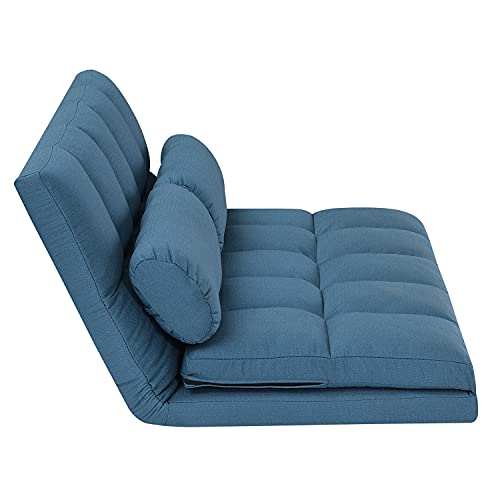 AC Pacific Trifold Foam Folding Mattress Bed with Pillows, Foldable Sofa Sleeper, Blue